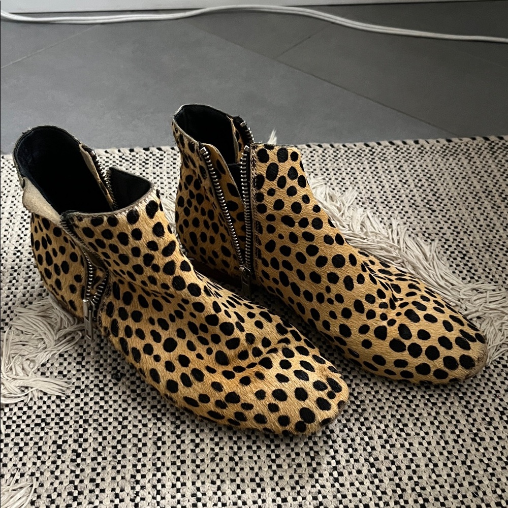Loeffler Randall Cheetah Print Flat Ankle Boots